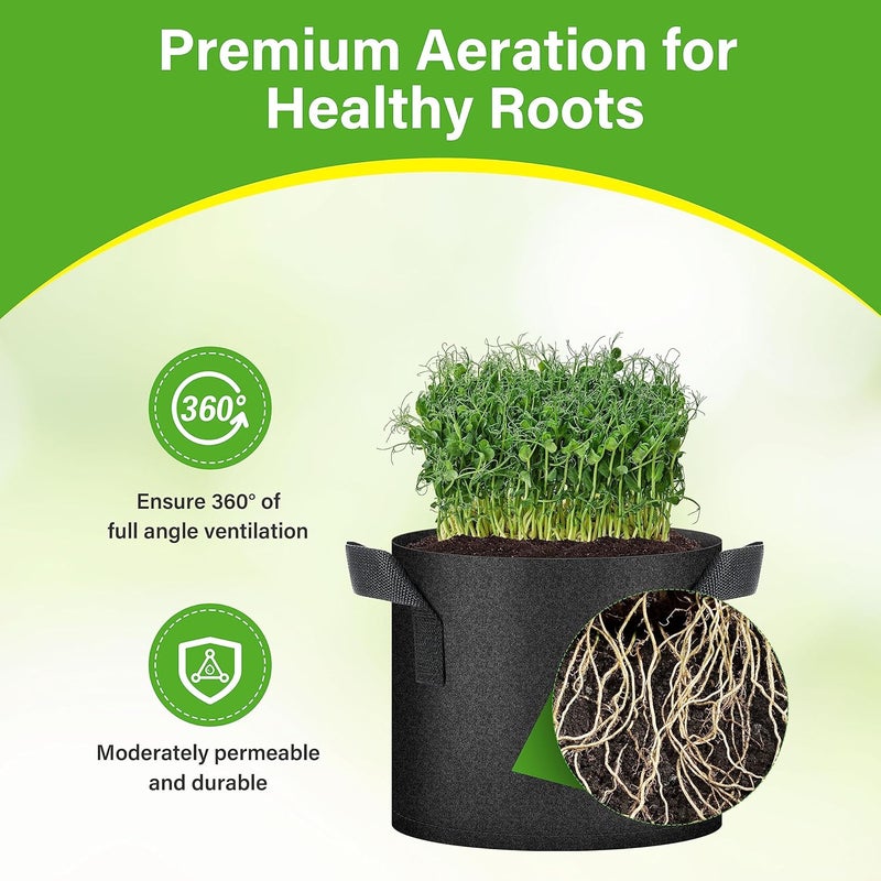 HealSmart 6-Pack 3 Gallon Nonwoven Grow Bags, Aeration Fabric Pots with Handles, Suitable for Garden Fruits, Vegetables and Flowers, Black - Image 5